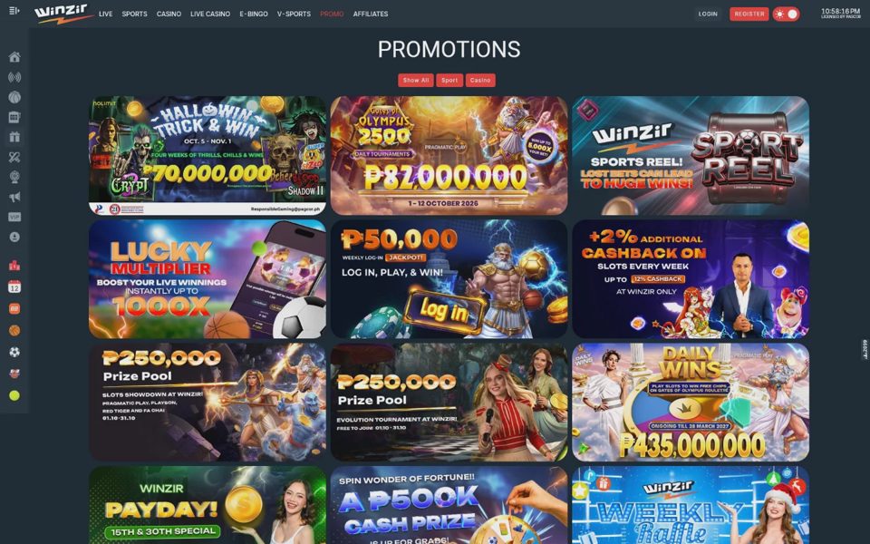 Winzir bonuses and promotions
