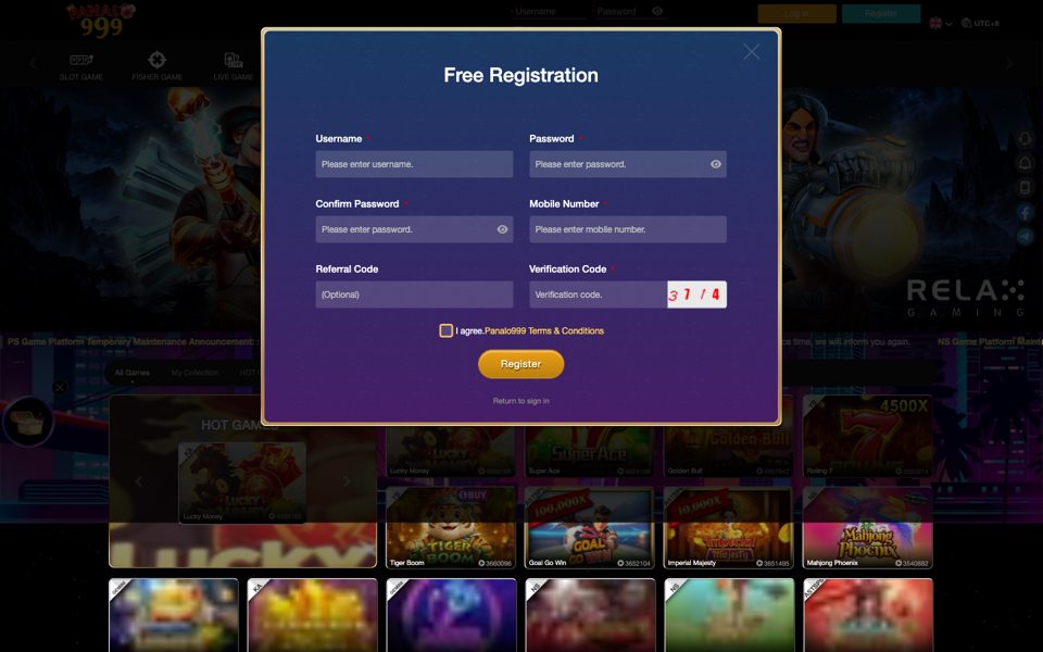 Panalo registration form