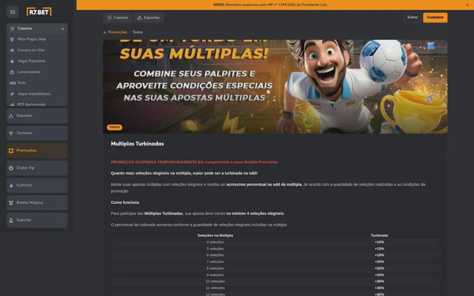 Страница акции R7.bet