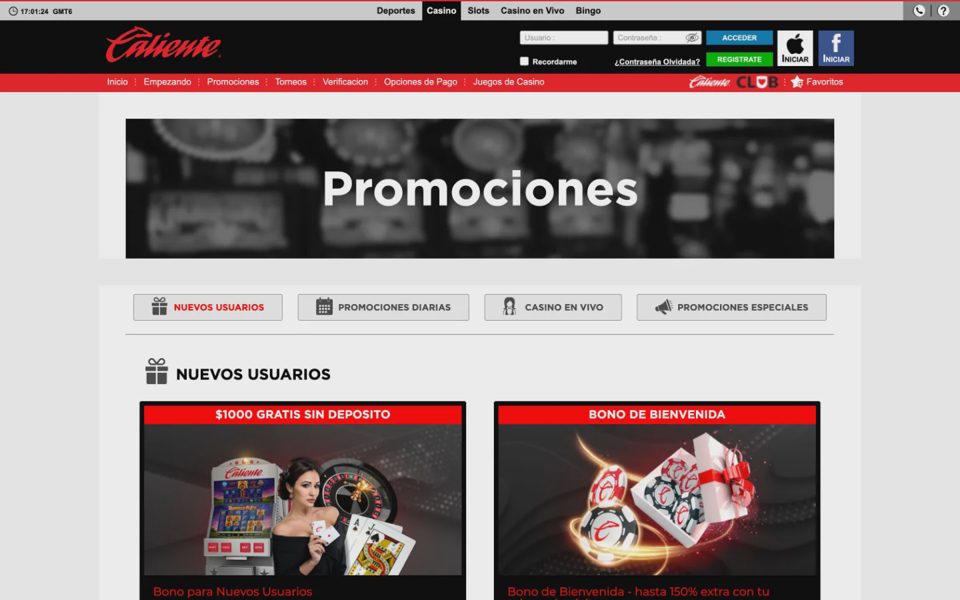 Caliente bonuses and promotions