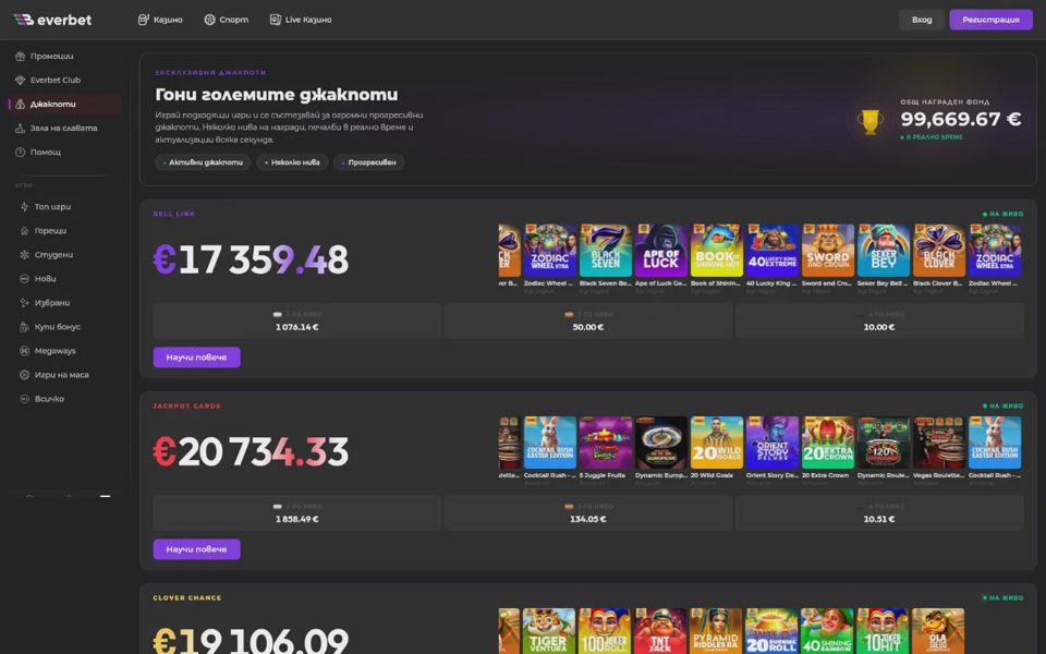 Джекпоты Everbet