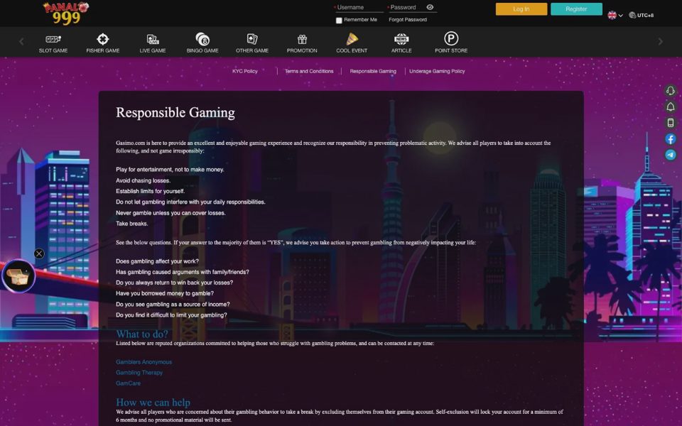 Responsible gaming at Panalo