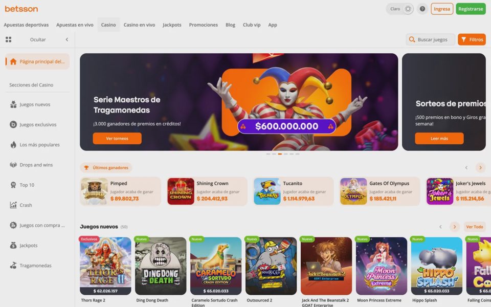 Каталог казино Betsson