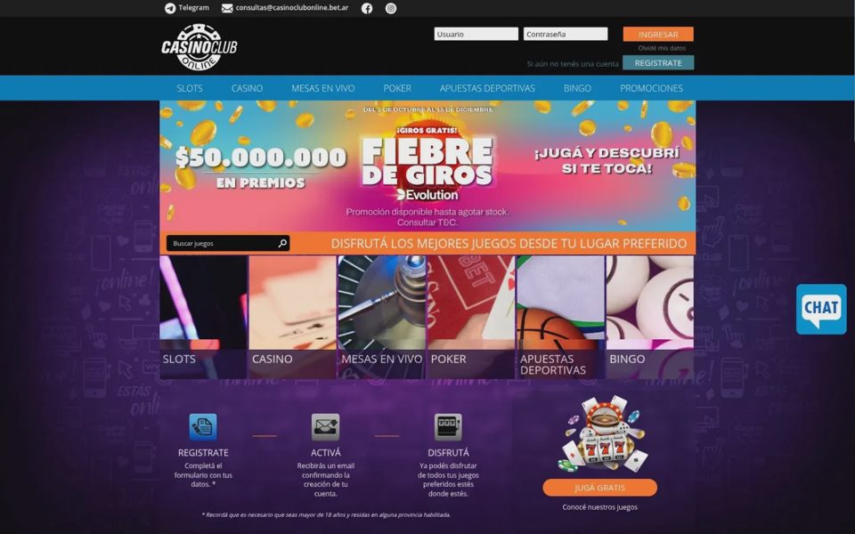 Casino Club Online home page