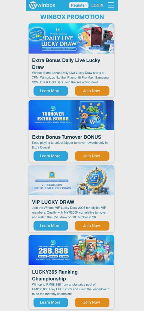 Winbox bonuses and promotions — mobile version