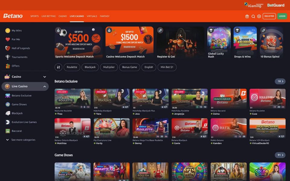 Live-казино Betano