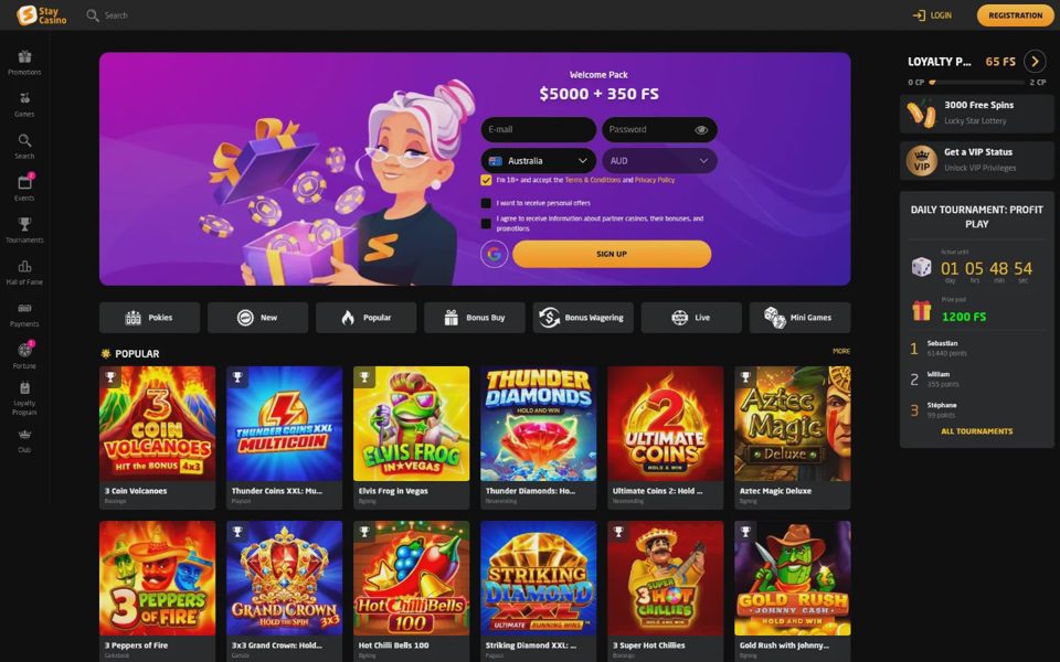 Главная страница StayCasino