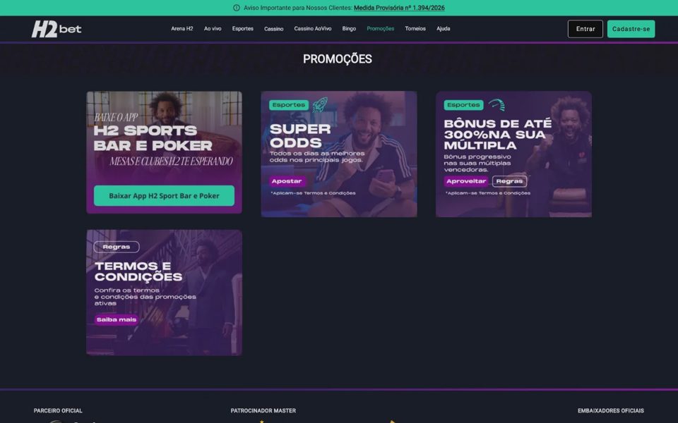 Бонусы и акции H2bet