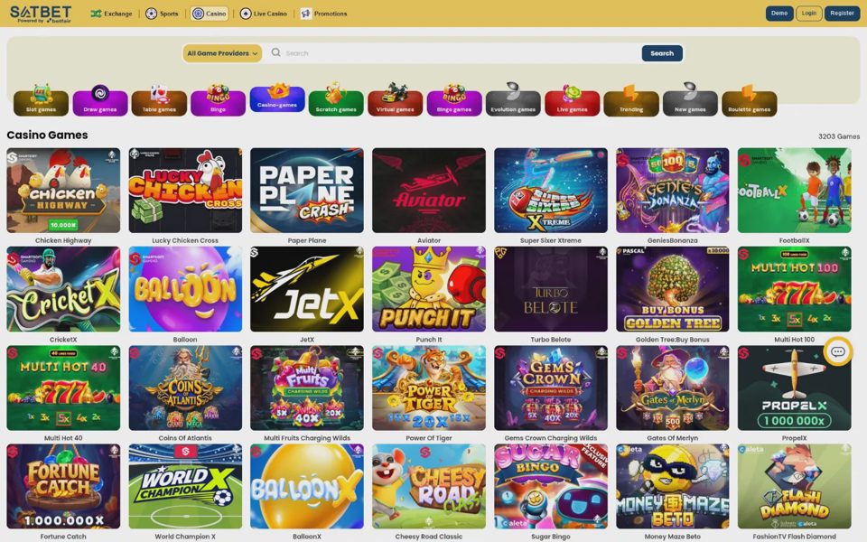 Satbet casino catalog