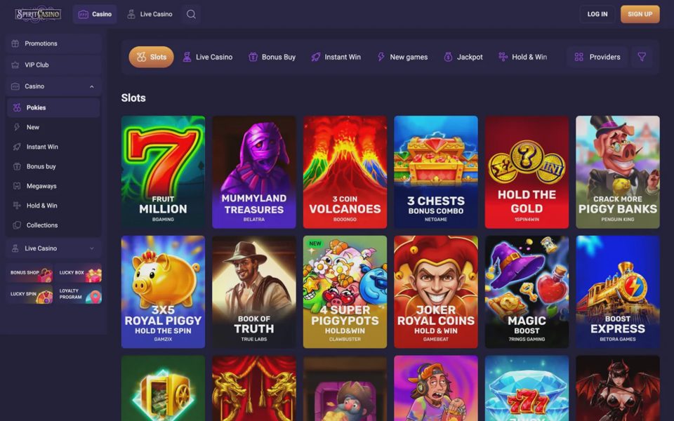 Каталог казино Spirit Casino