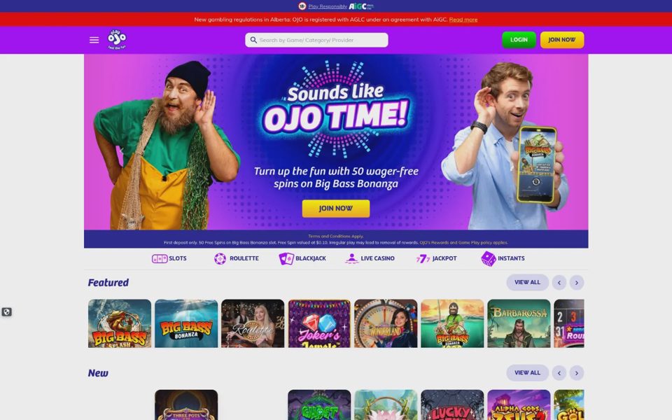 Главная страница PlayOJO