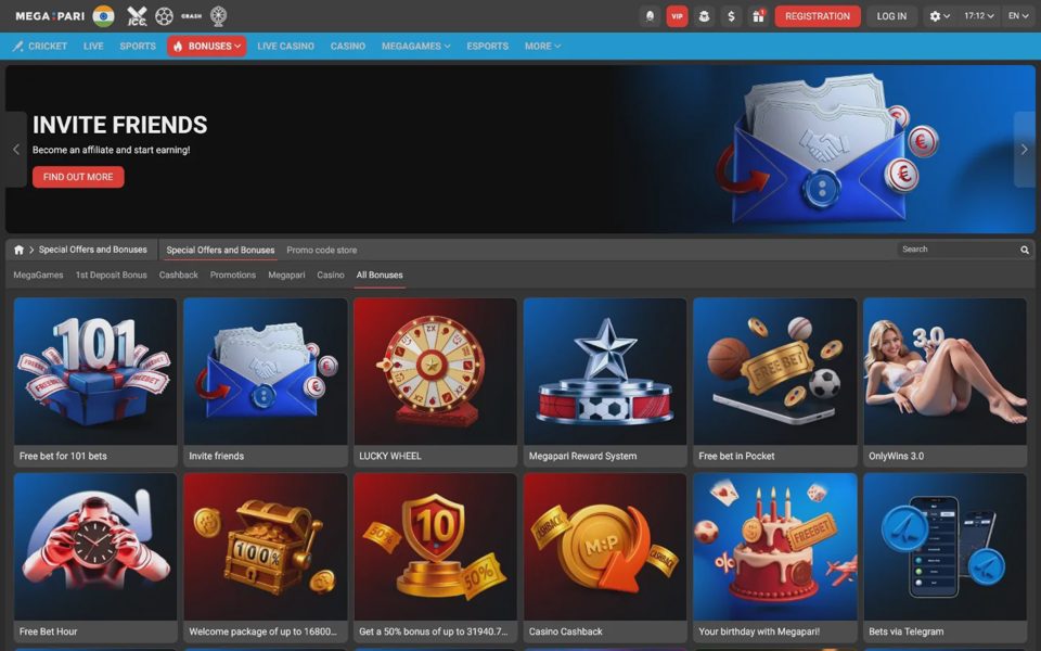 Megapari bonuses and promotions