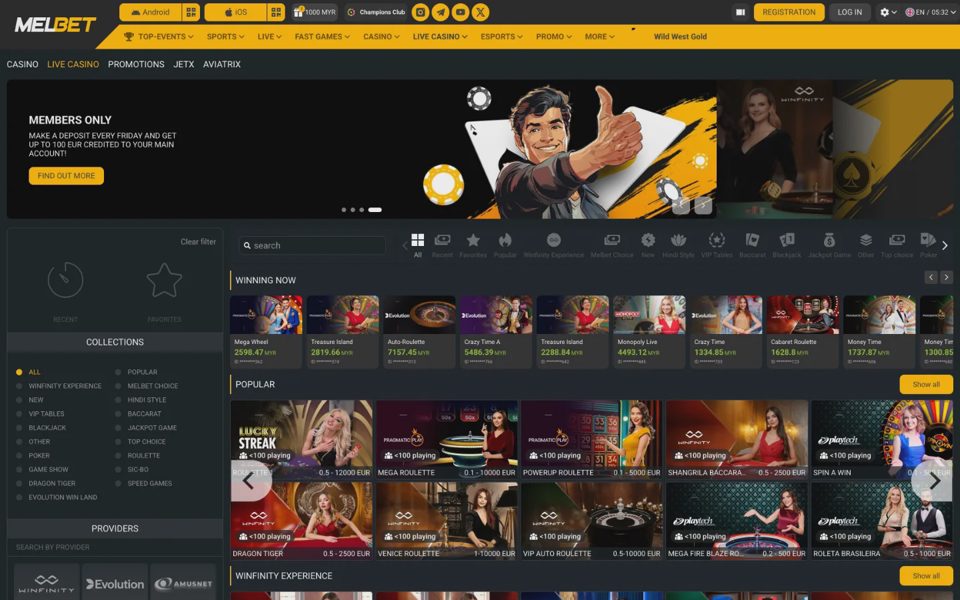 Live-казино Melbet
