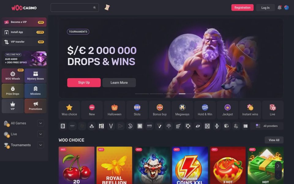 Главная страница Woocasino