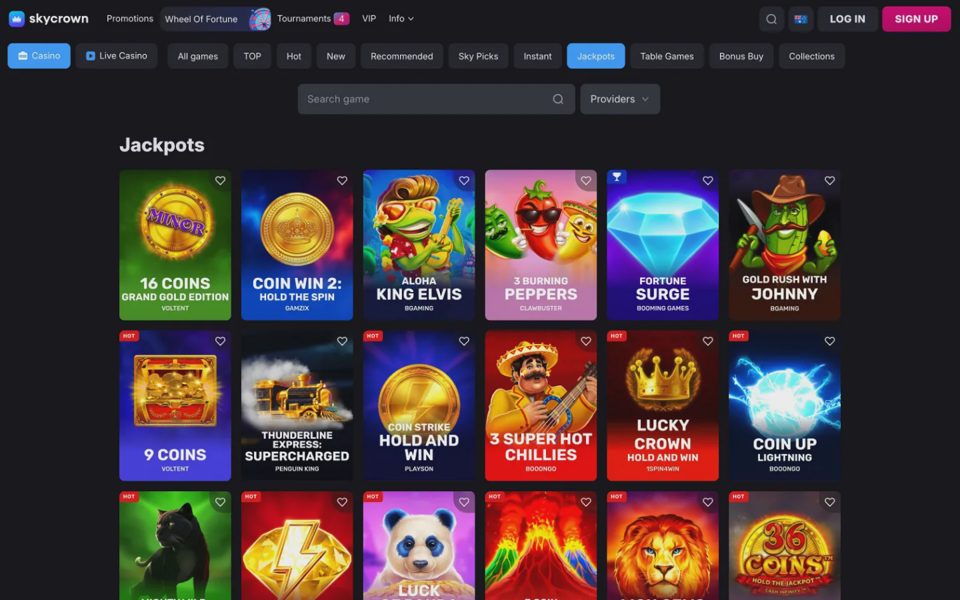 Skycrown jackpots