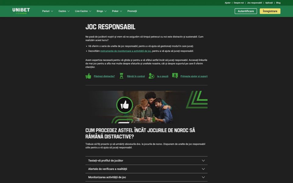 Ответственная игра на Unibet