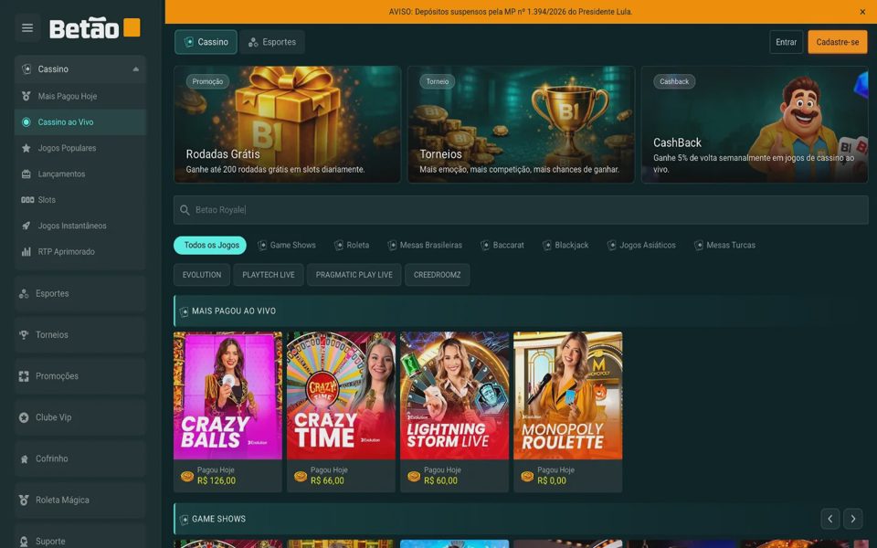 Live-казино Betão