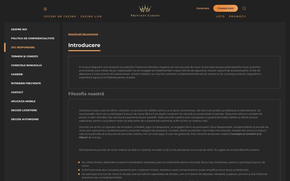 Ответственная игра на Princess Casino