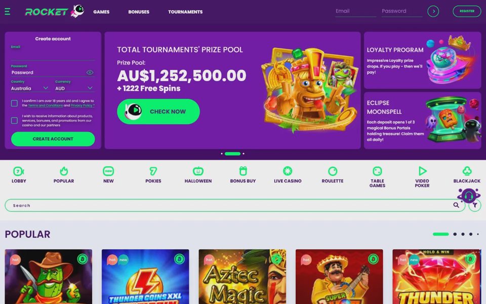 Главная страница Casino Rocket