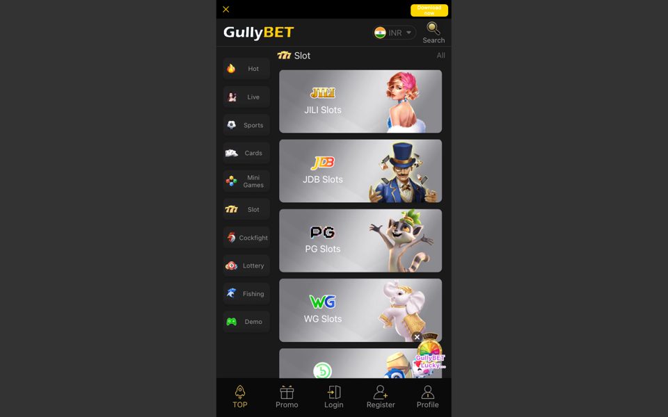 Gullybet casino catalog