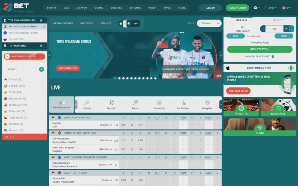 Главная страница 22bet