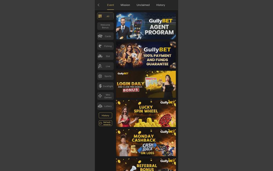 Gullybet bonuses and promotions