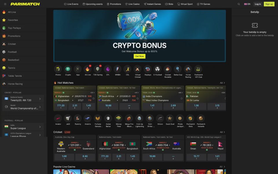 Parimatch home page