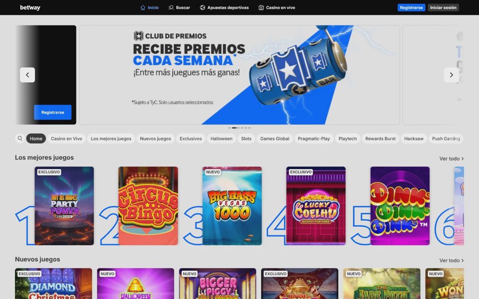 Главная страница Betway