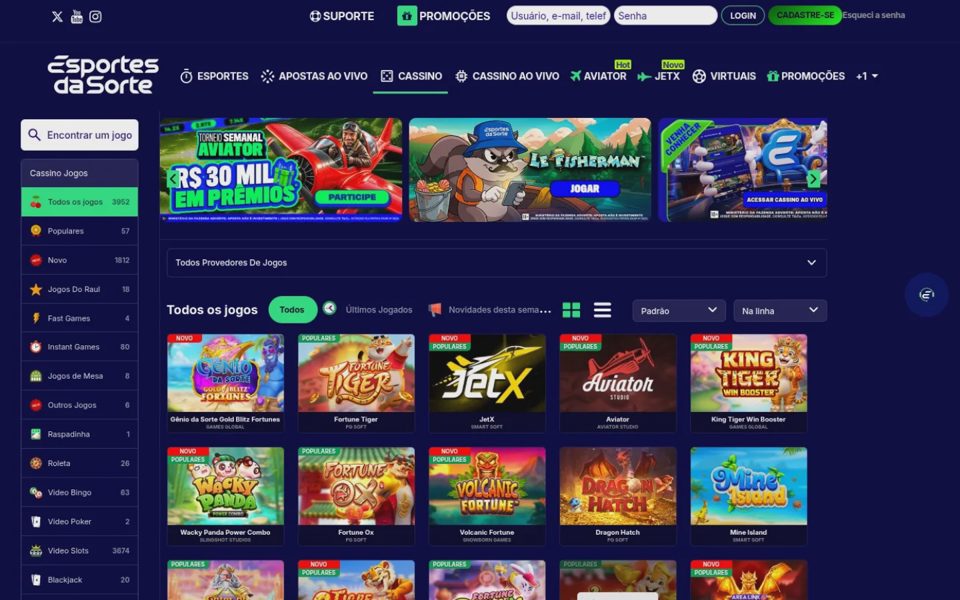 Каталог казино Esportes da Sorte