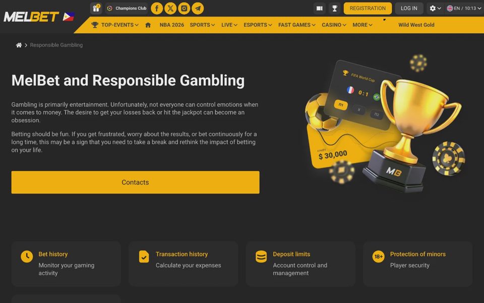 Ответственная игра на Melbet