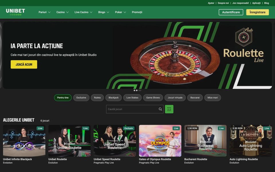 Live-казино Unibet