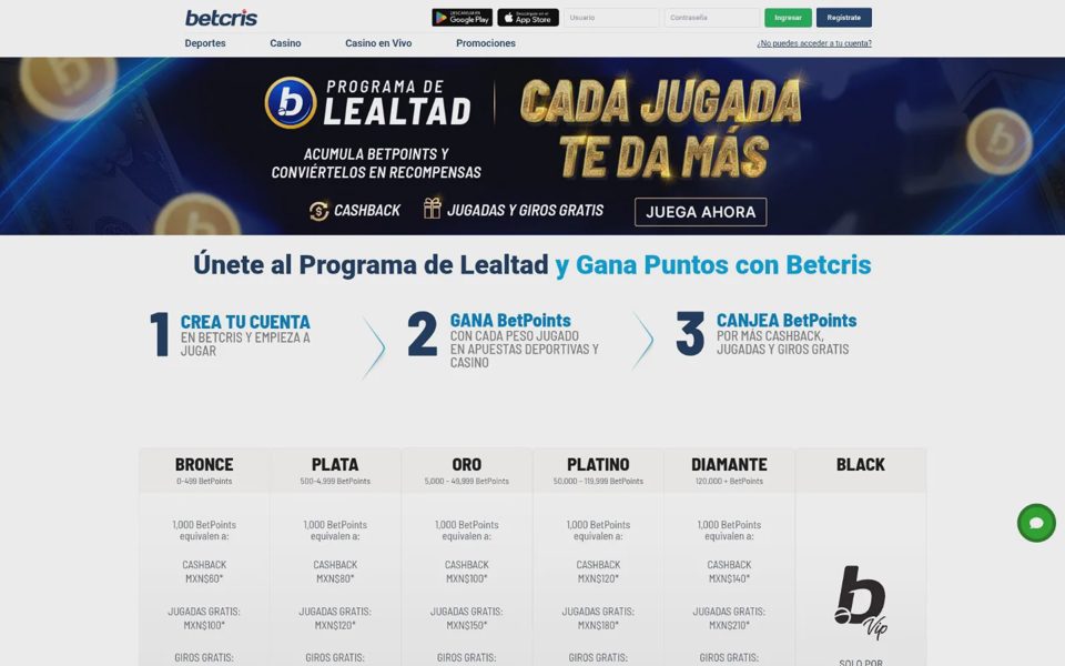 Программа лояльности Betcris