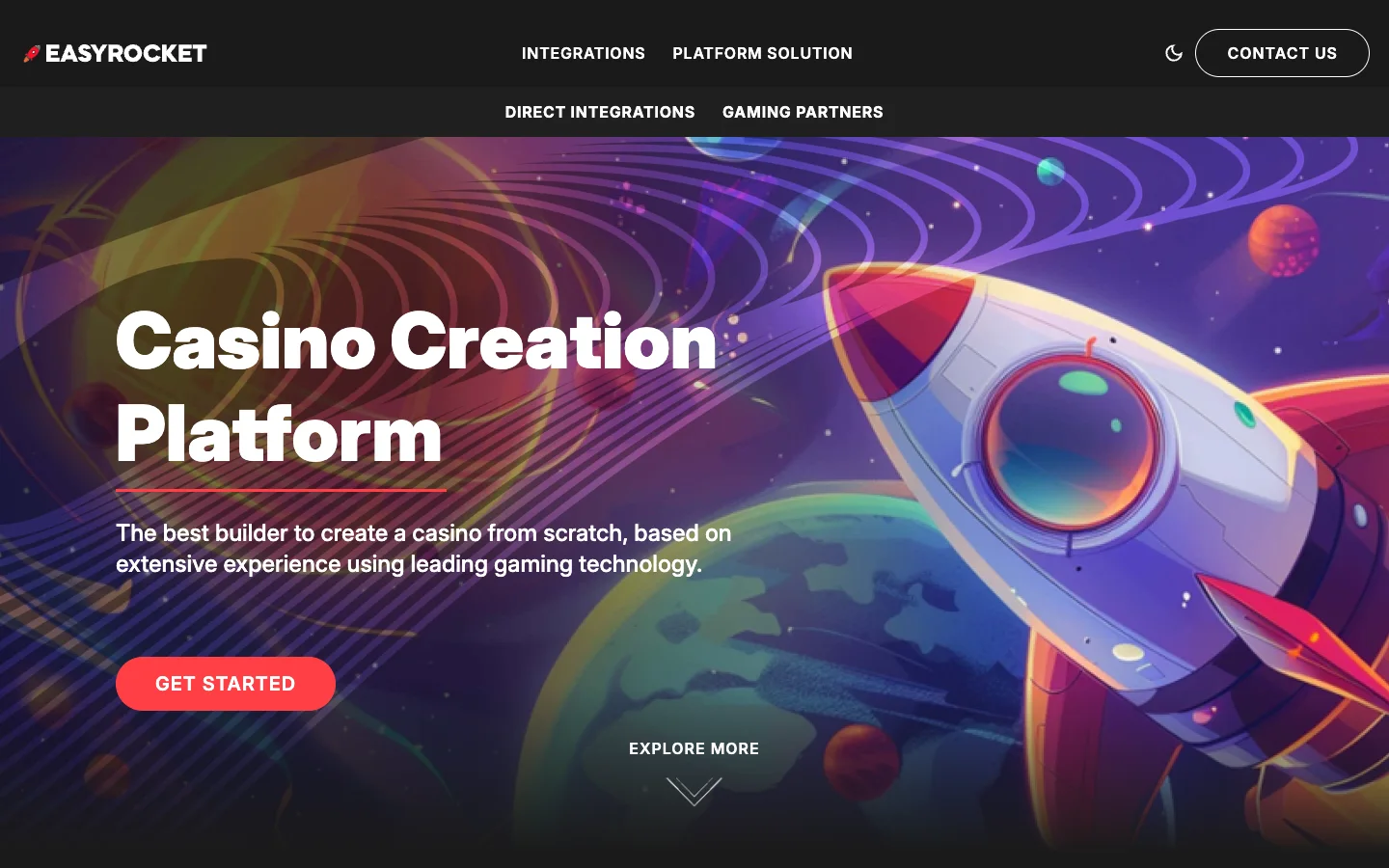 Home page of the platform EasyRocket