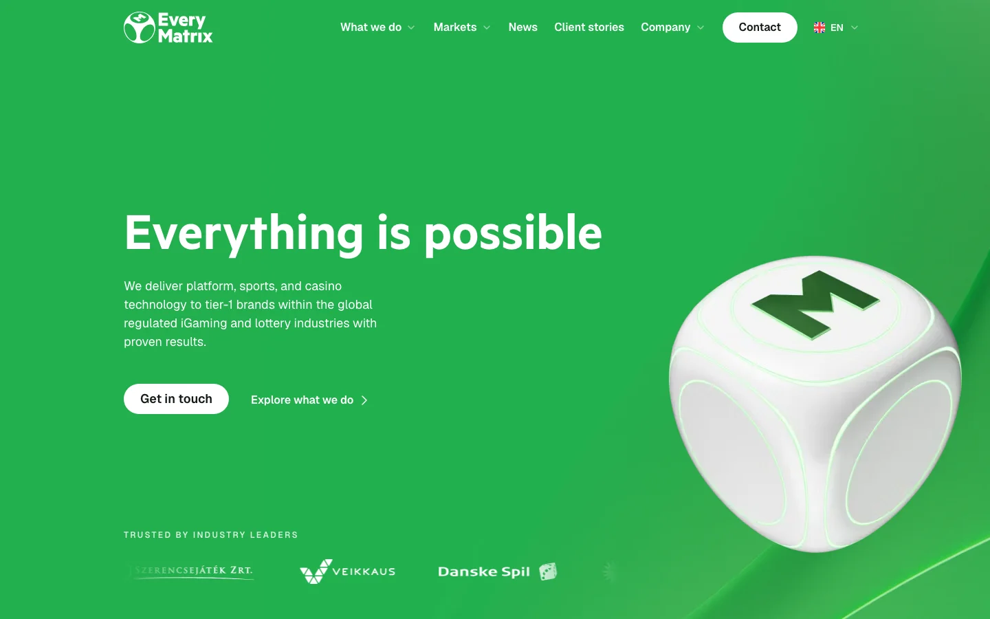 Главная страница платформы EveryMatrix